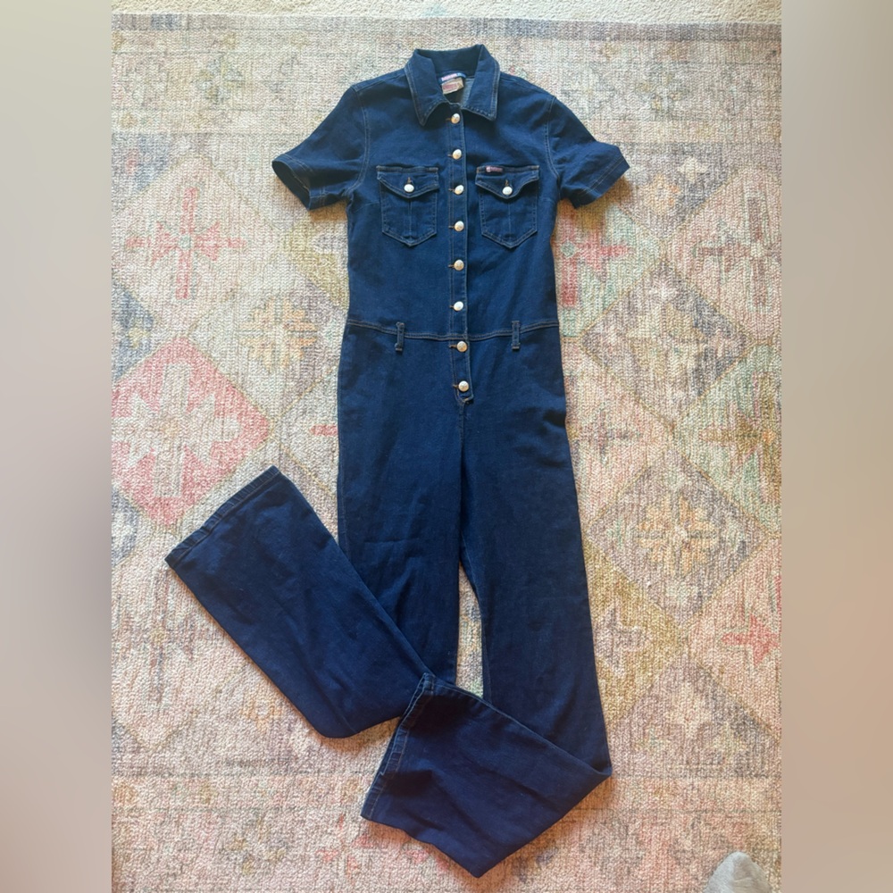Vintage Bubblegum U.S.A. Denim Blue Flared Jumpsuit